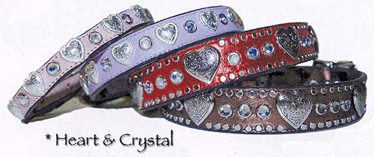 Heart and Crystal Dog Collars