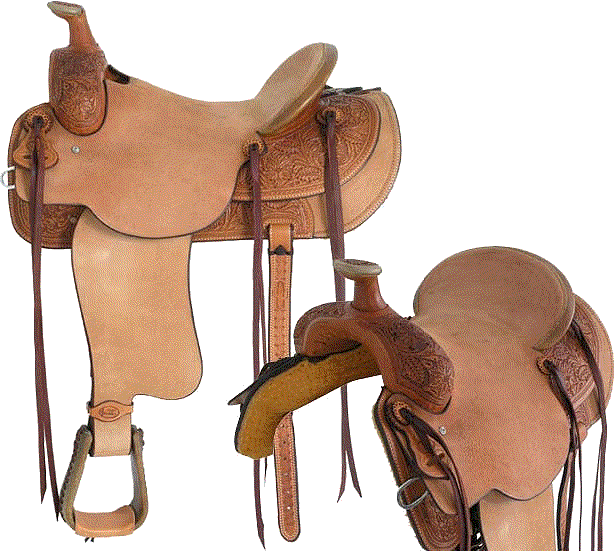 Floral decorated Ranch saddle from Cactus Saddlery